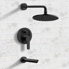 Matte Black Tub and Shower Faucet Set
